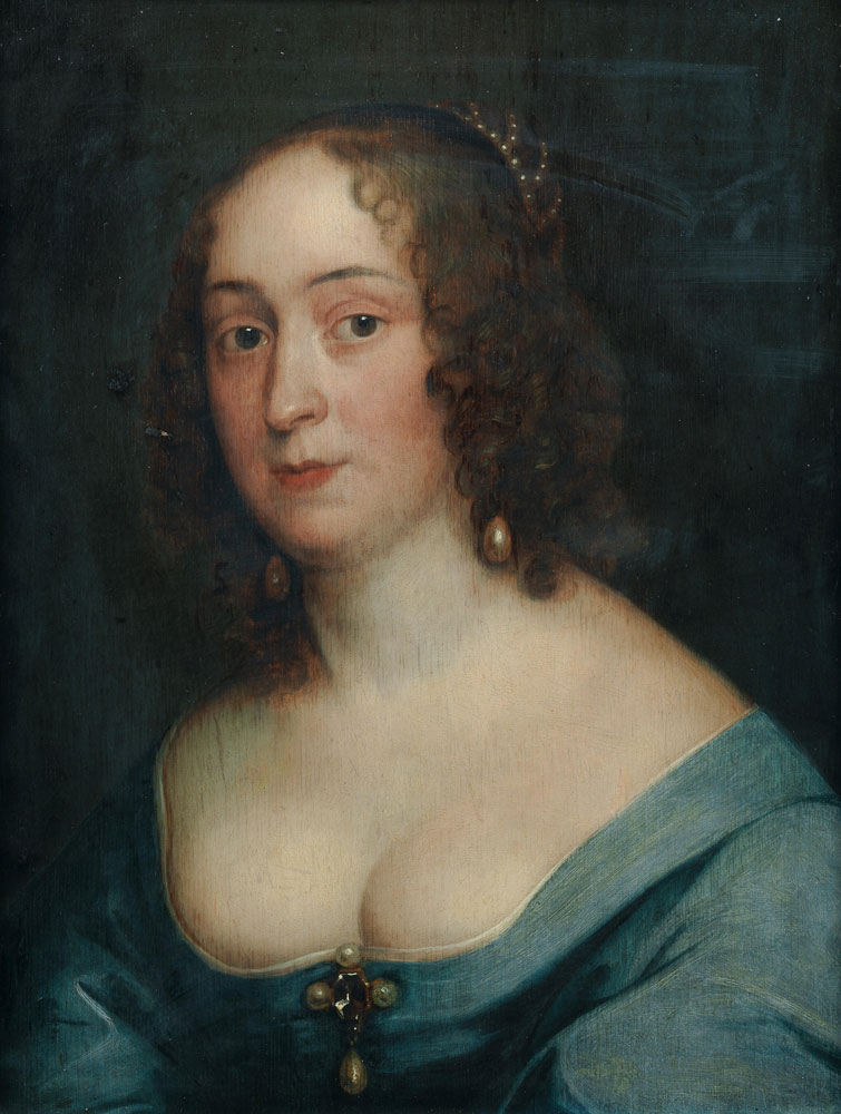 Follower of Anthony van Dyck - Portrait of lady, bust-length, in a blue dress