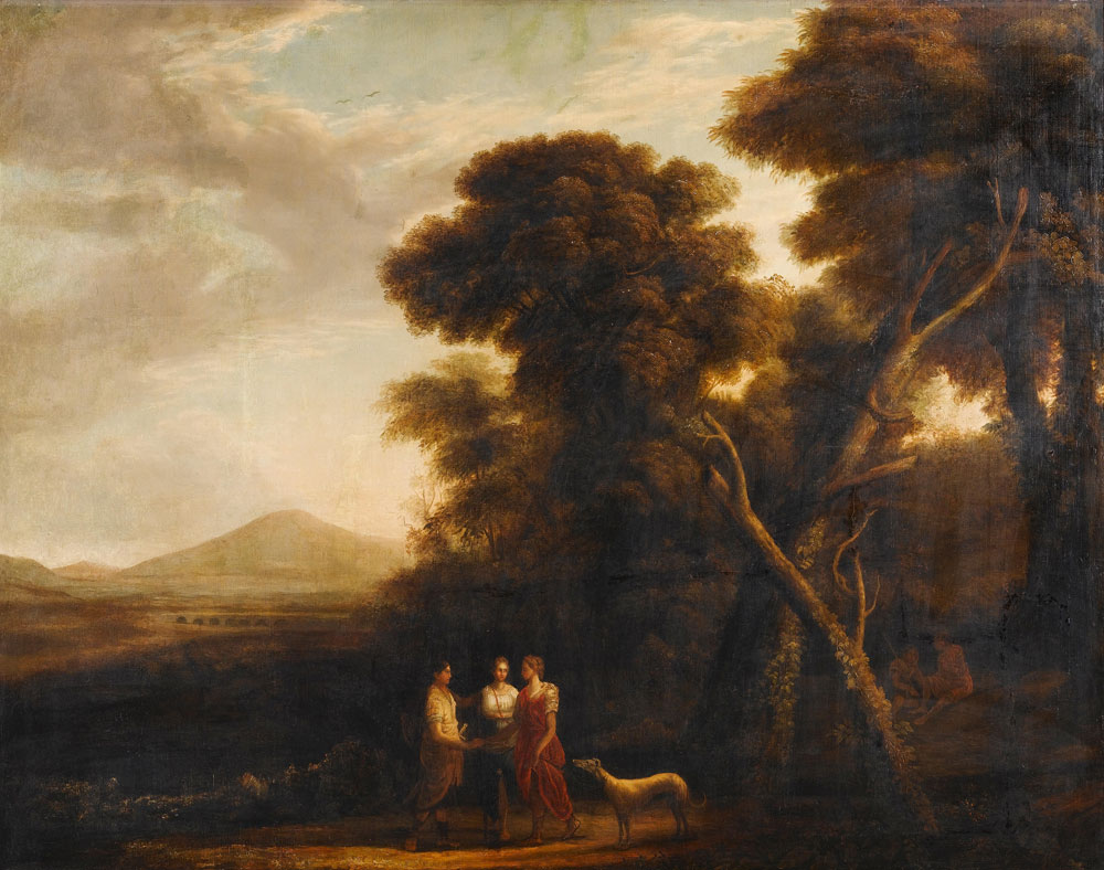 After Claude Lorrain - An Arcadian landscape with Cephalus and Procris reunited by Diana