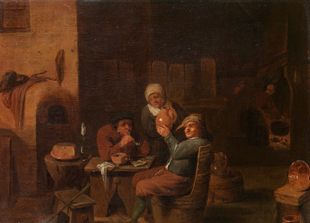 Egbert van Heemskerck - Peasants in a cottage interior