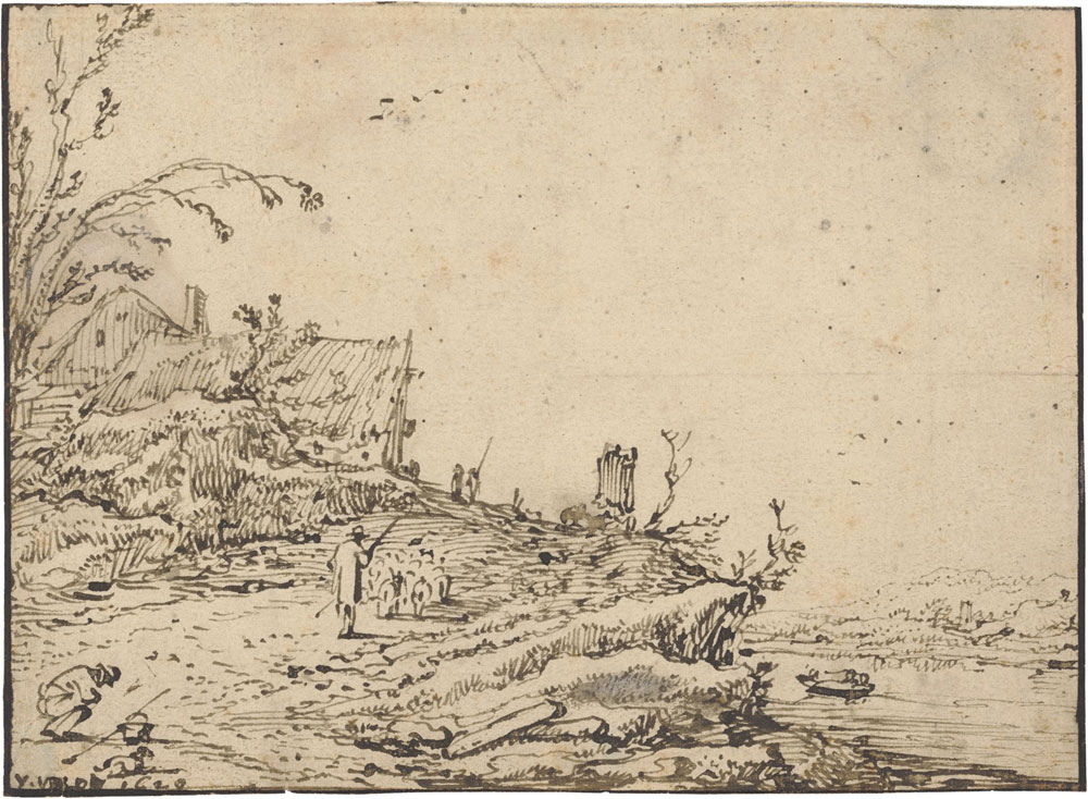 Esaias van de Velde - River Land­scape on a Hill