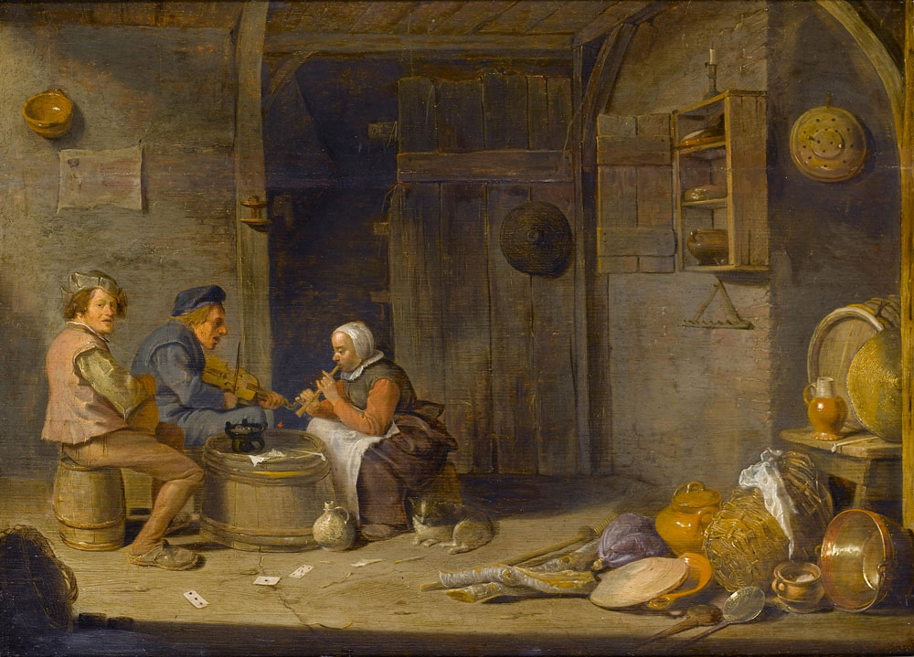 Attributed to Hendrick Martensz. Sorgh - A tavern interior with peasants making music