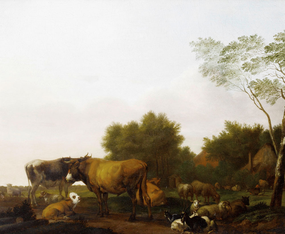Jacob van der Does the Elder - Cattle grazing in a meadow, before an open landscape