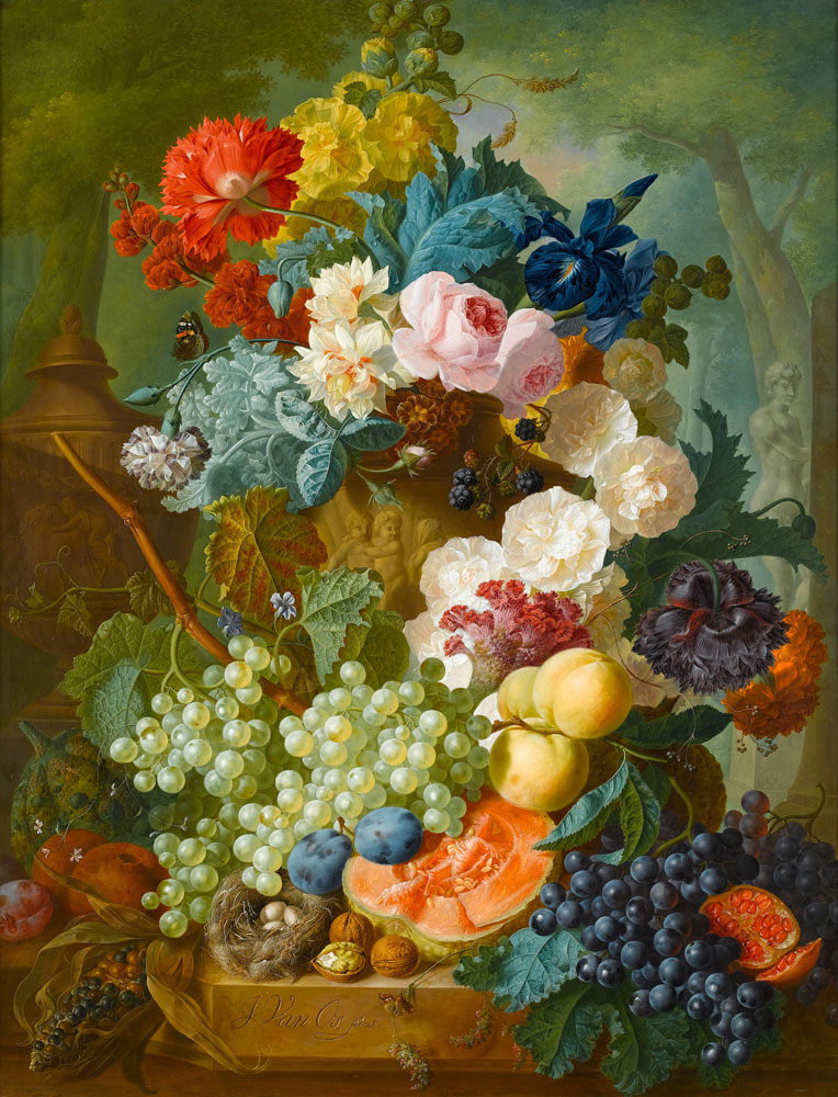 Jan van Os - Roses, irises, carnations and other flowers