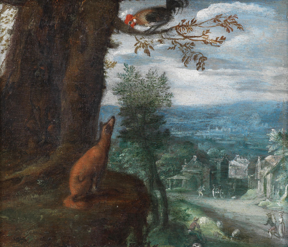 Circle of Mattheus Molanus - The Fox, the Dog and the Cockerel