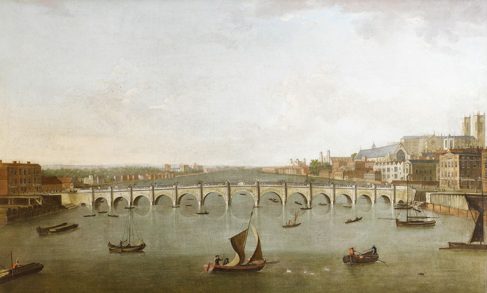 Follower of Samuel Scott - The Thames and Old Westminster Bridge looking towards Westminster Abbey