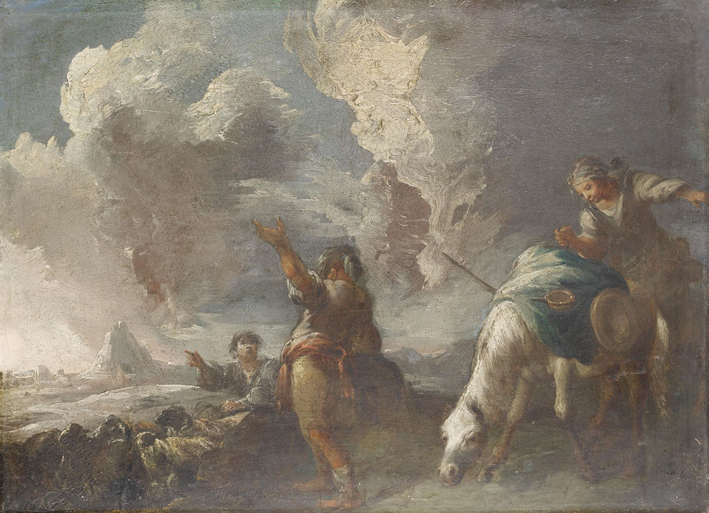 Studio of Valerio Castello - Shepherds and their flock before an open landscape