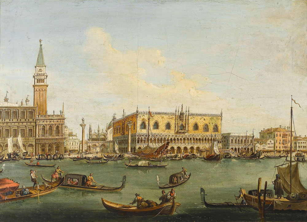Venetian School - The Bacino di San Marco with the Doge's Palace and the Campanile
