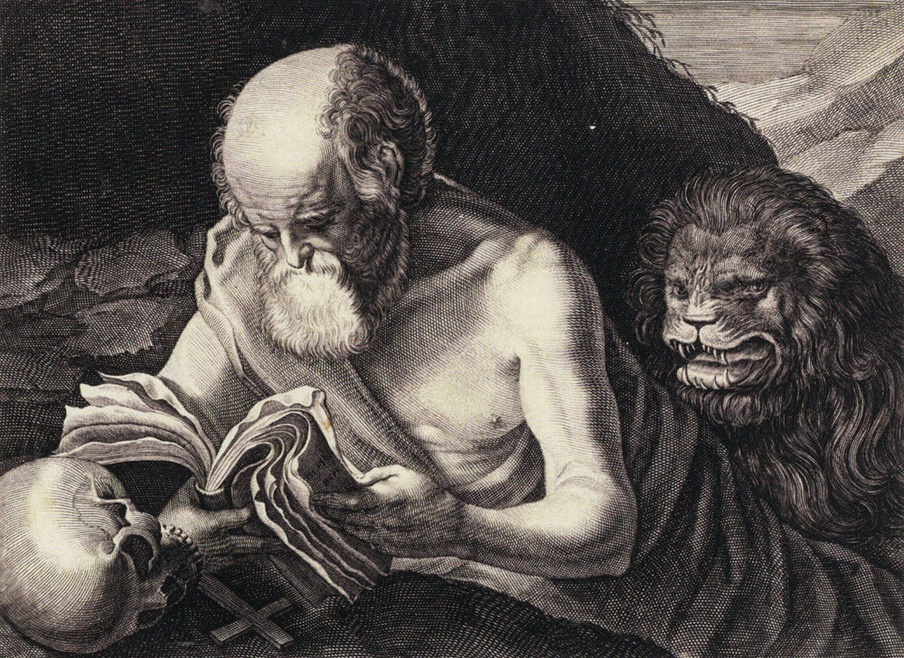 Willem van de Passe after Hendrick ter Brugghen - St Jerome in a Landscape with a Lion