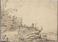Esaias van de Velde River Land­scape on a Hill