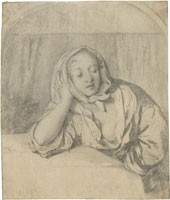 Frans van Mieris the Elder A Woman Asleep at a Table