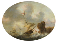 Attributed to Jacob Adriaensz. Bellevois Shipping in a rough sea