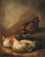 Attributed to Jacob Gerritsz. Cuyp Chickens in a barn interior