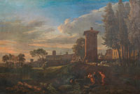 Jan Frans van Bloemen A view of Rome with the Torre delle Milizie in the distance