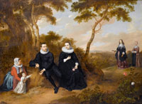 Jan Mijtens A group portrait of a gentleman and his wife, seated small-full-lengths, in black