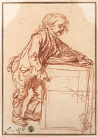 Jean Baptiste Greuze A sketch of a Savoyard boy with his peep-show box