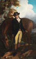 John Hoppner Portrait of Thomas Norton of Kingston Bowsey, full-length, with his horse and dog