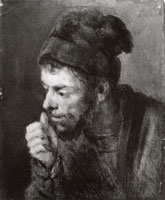 Follower of Rembrandt Man with his Hand before his Mouth
