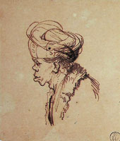 Rembrandt Head of a Young Man Wearing a Turban, Seen in Profile