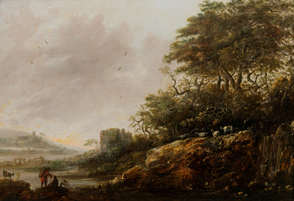 Abraham Bloemaert - A river landscape with shepherds resting