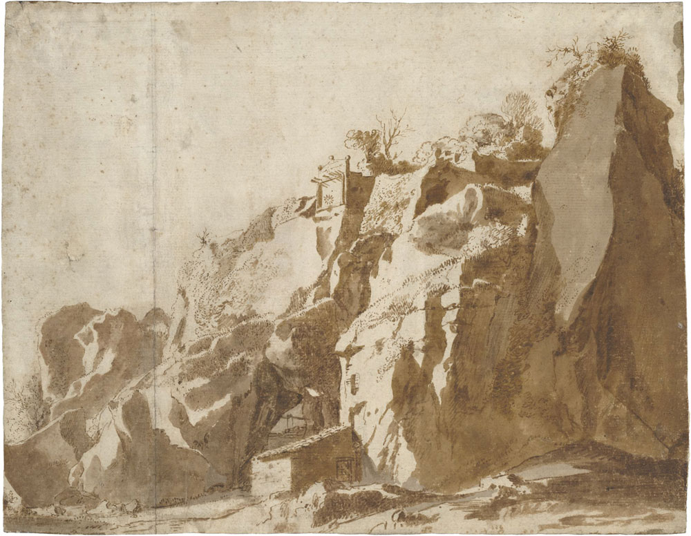 Bartholomeus Breen­bergh - Cliffs, Pos­si­bly near Brac­ciano