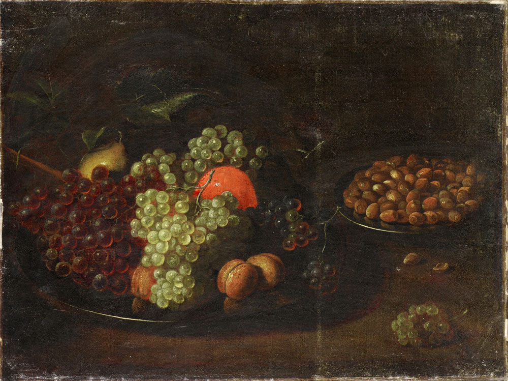 Follower of Isaac Soreau - A pear, an orange, grapes and hazelnuts