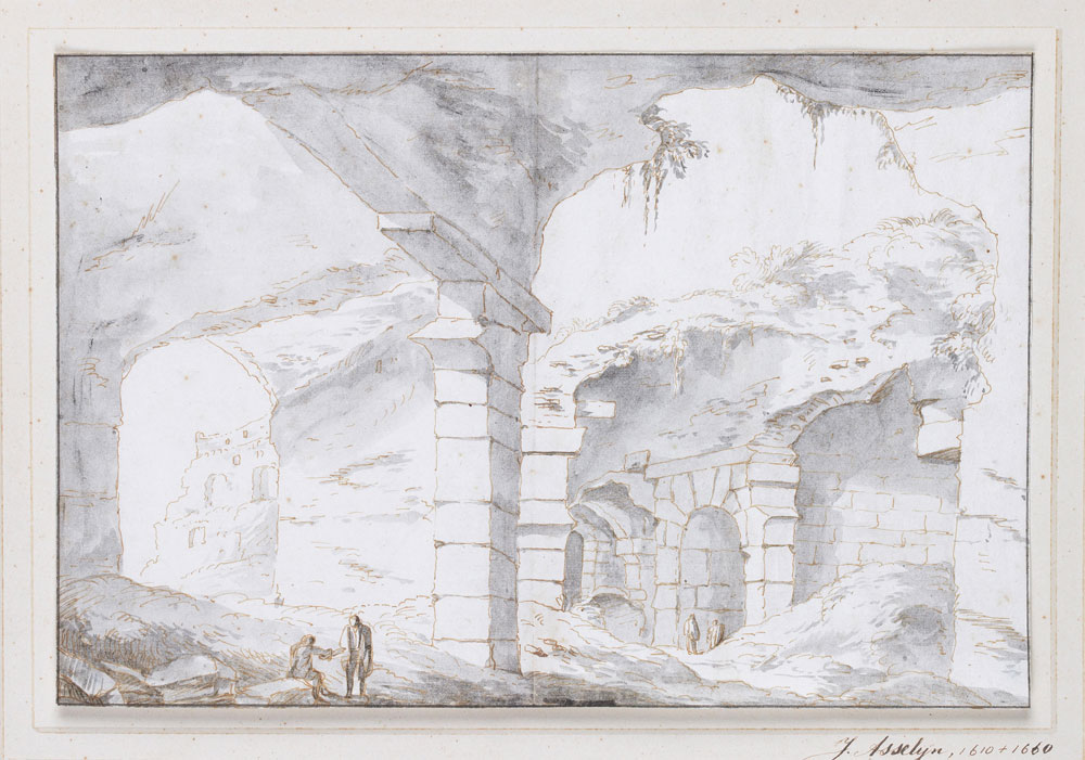 Attributed to Jan Asselijn - Figures amongst ruins