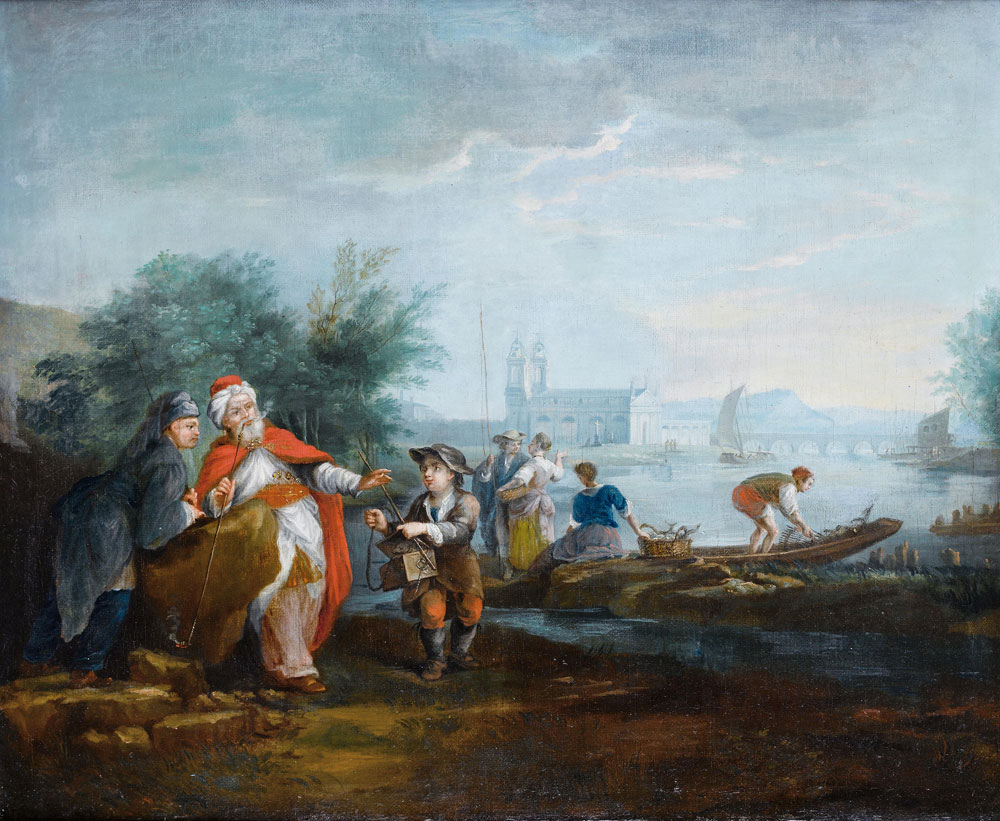 Circle of Jean-Baptiste Leprince - Merchants and fishermen at a Mediterranean port