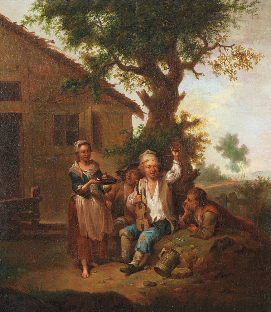 Studio of Johann Conrad Seekatz - Peasants drinking and making music before an inn
