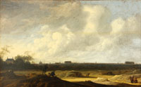 Anthony Jansz. van der Croos An extensive landscape with figures, with a view thought to be of Leiden in the distance