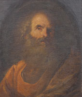 Circle of Bernardo Cavallino The head of a bearded saint, within a painted oval
