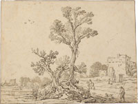 Esaias van de Velde A Clus­ter of Trees near a Ruin