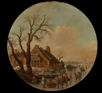 Jan van Goyen A winter landscape with skaters on a frozen river