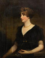John Hoppner Portrait of Jane, daughter of Lt. Gen. Sir Thomas Spencer Wilson Bt., half length, in a black lace dress