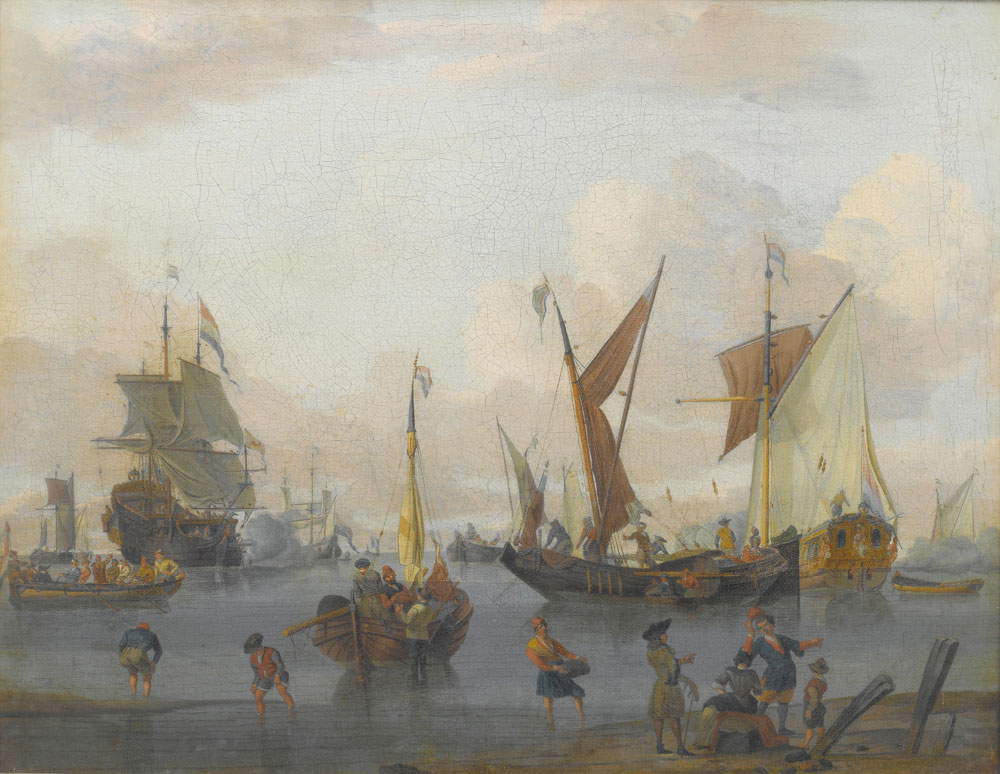 Studio of Abraham Jansz. Storck - Figures loading barges