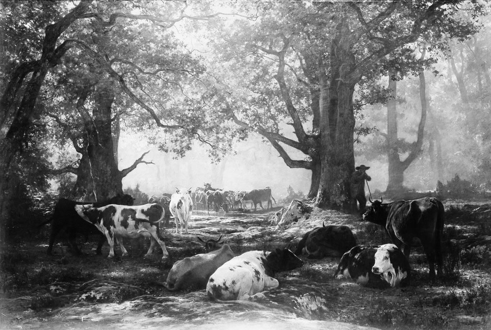 Auguste-François Bonheur - Environs of Fontainebleau: Woodland and Cattle
