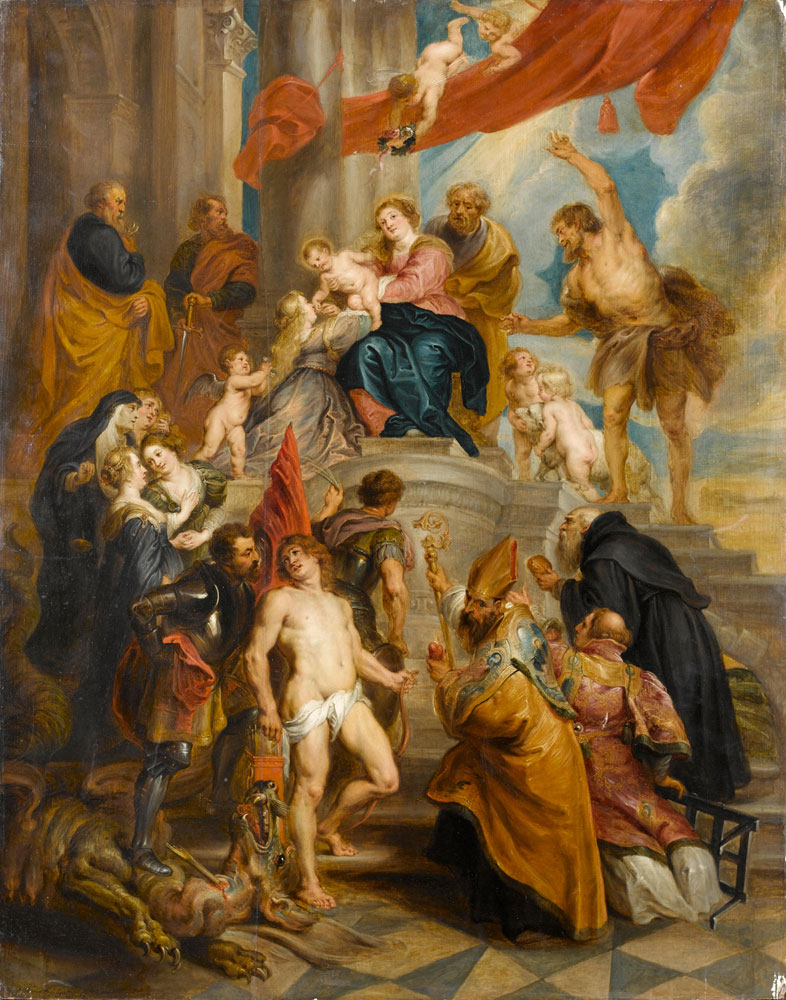 Circle of Balthasar Beschey - The Madonna and Child attended by Saints