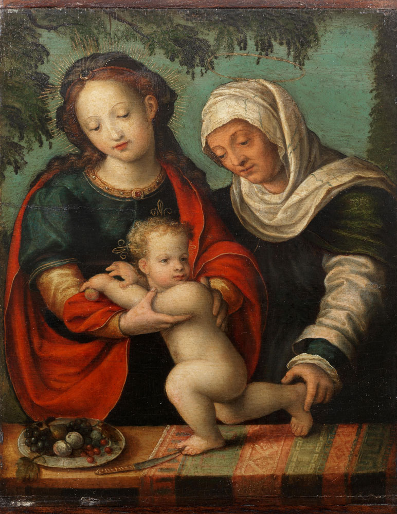 Workshop of Cornelis van Cleve - The Madonna and Child with Saint Anne