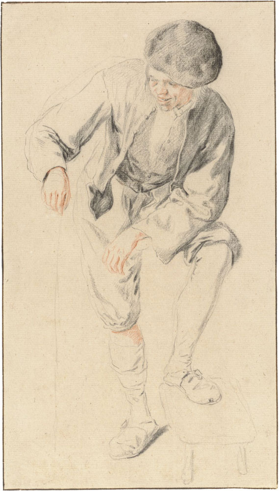 Cornelis Dusart - Study of a Young Man Stand­ing with His Foot on a Stool