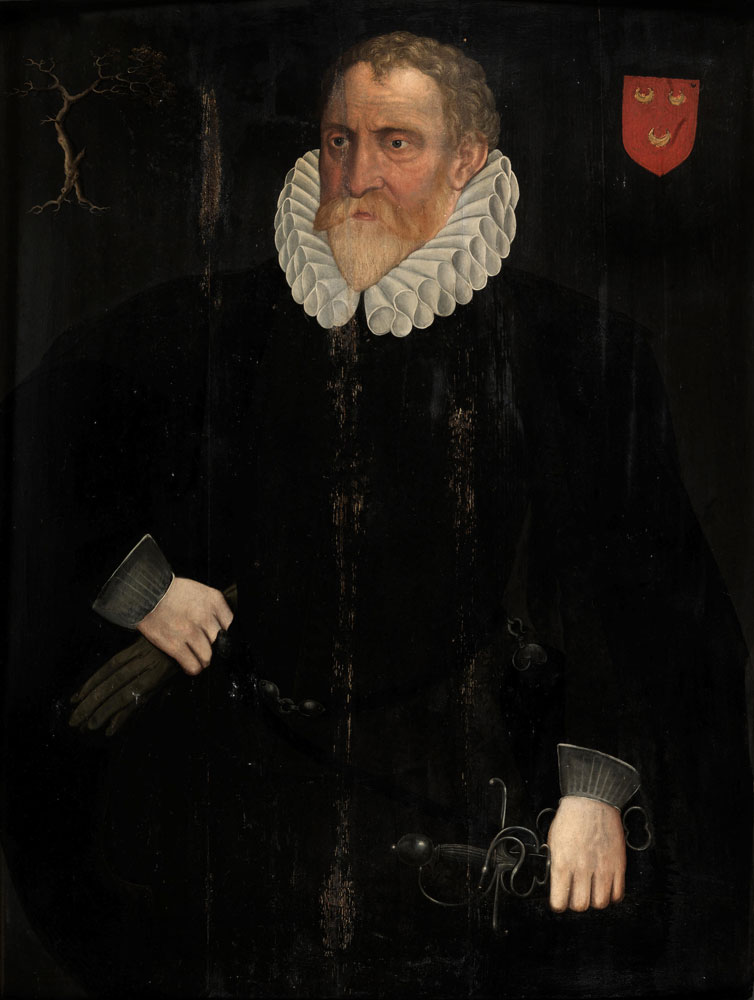 English School - Portrait of a gentleman, three-quarter-length, in a black coat