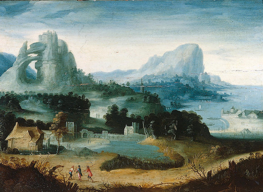 Flemish School - An extensive mountainous landscape with the Rest on the Flight into Egypt