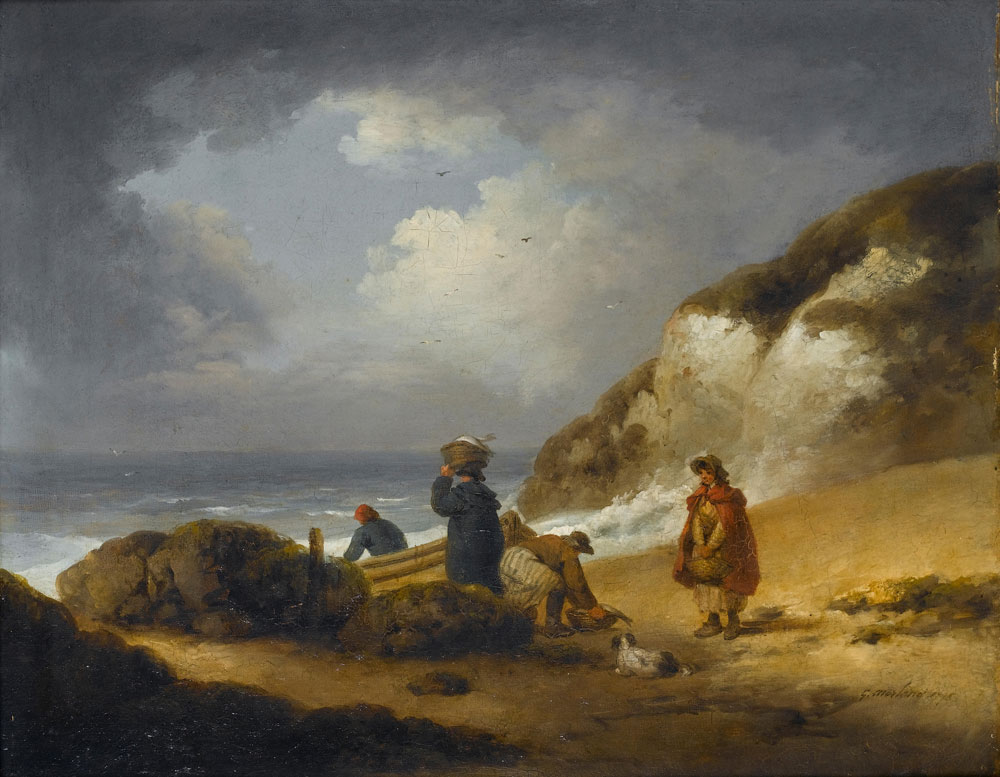 Attributed to George Morland - Fishermen unloading their catch