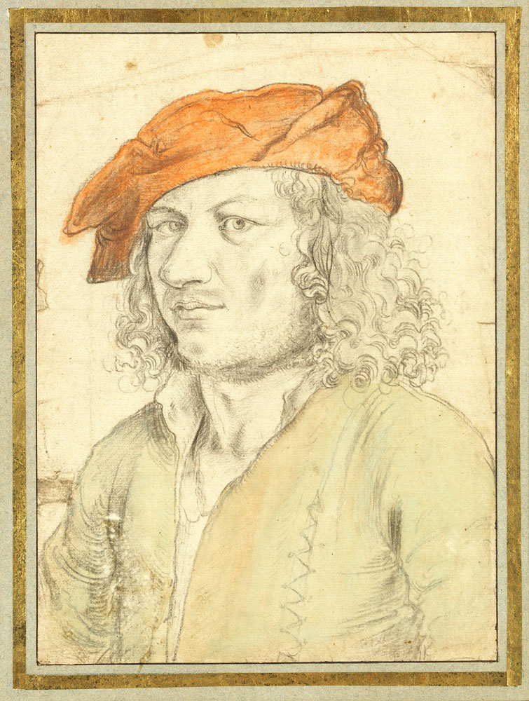 German School - Portrait of a gentleman, bust-length, in a red hat