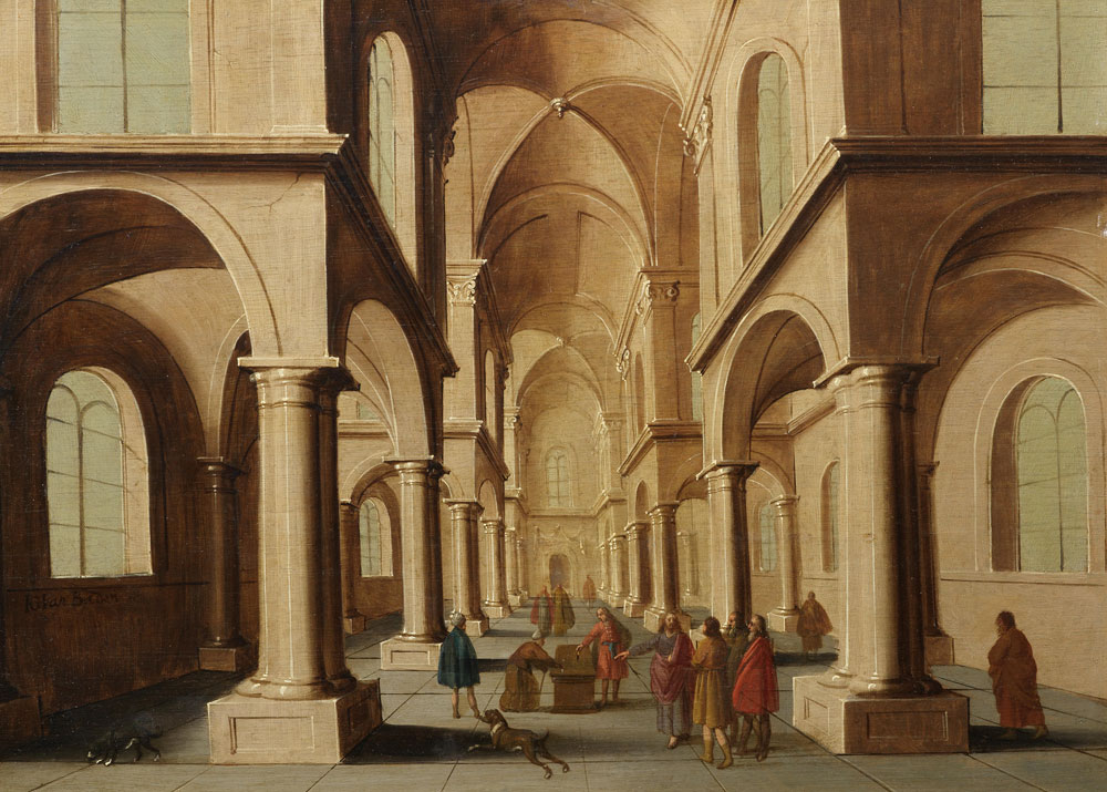 Hans Jurriaensz. van Baden - A church interior with Christ driving out the moneylenders