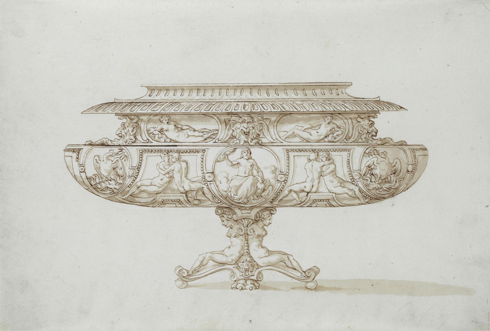 Jacopo Strada - Design for a footed bowl with Zeus with eagle and thunderbolt