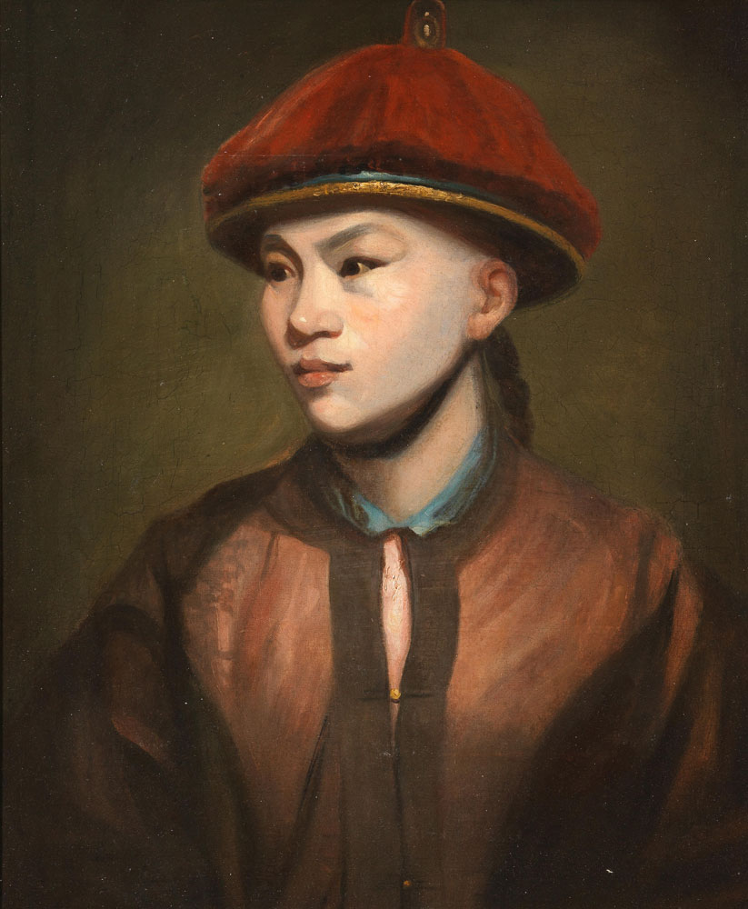 After Joshua Reynolds - Portrait of Wang Y-Tong, bust-length, in pink costume