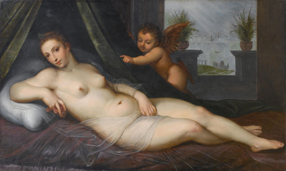 Circle of Lambert Sustris - Venus and Cupid