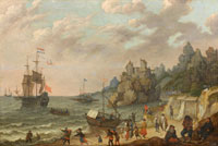 Adam Willaerts Dutch merchant ships in a harbour
