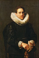 Anthony van Dyck Portrait of a Man Drawing on His Glove