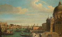 Manner of Canaletto The entrance to the Grand Canal, Venice, looking east