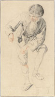 Cornelis Dusart Study of a Young Man Stand­ing with His Foot on a Stool